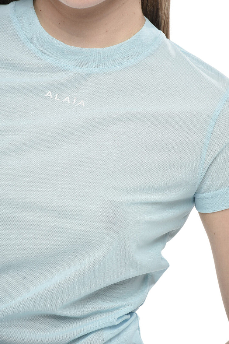 Sky Blue Solid Crew Neck Top 3