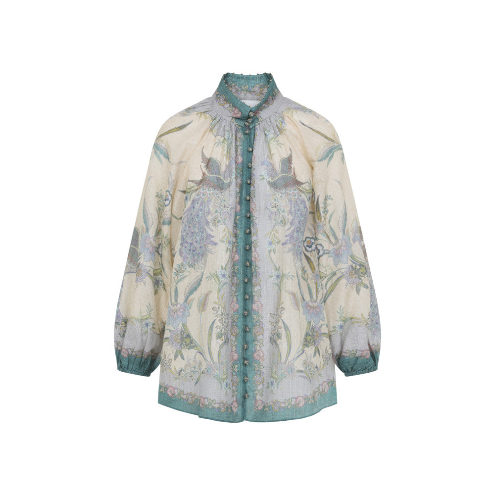 Multicolor Mandarin Collar Top 1