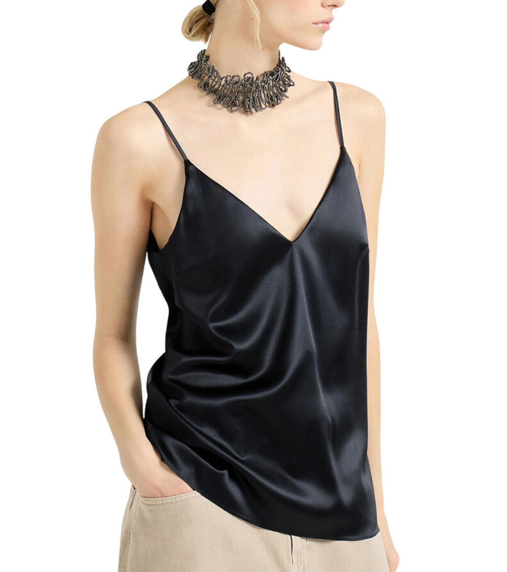 Black Solid V Neck Top 5