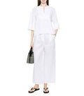 White Solid V Neck Top 1