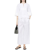 White Solid V Neck Top 1
