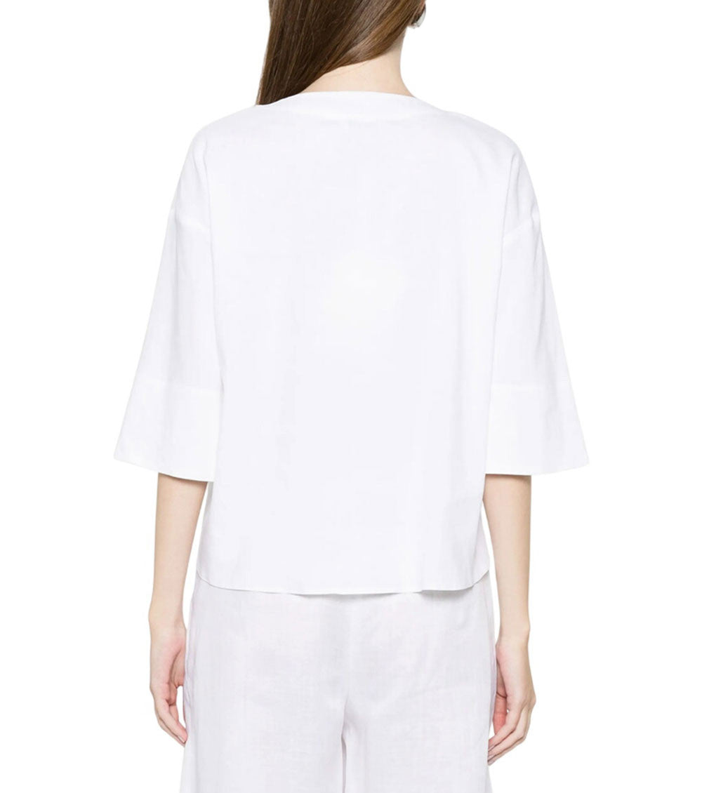 White Solid V Neck Top 2