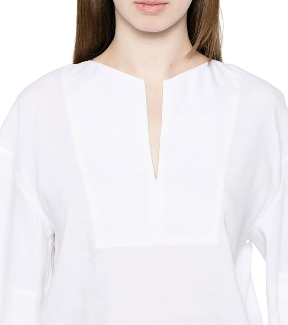 White Solid V Neck Top 3