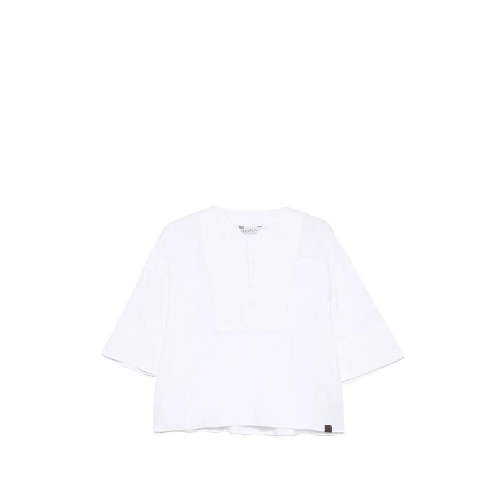 White Solid V Neck Top 4
