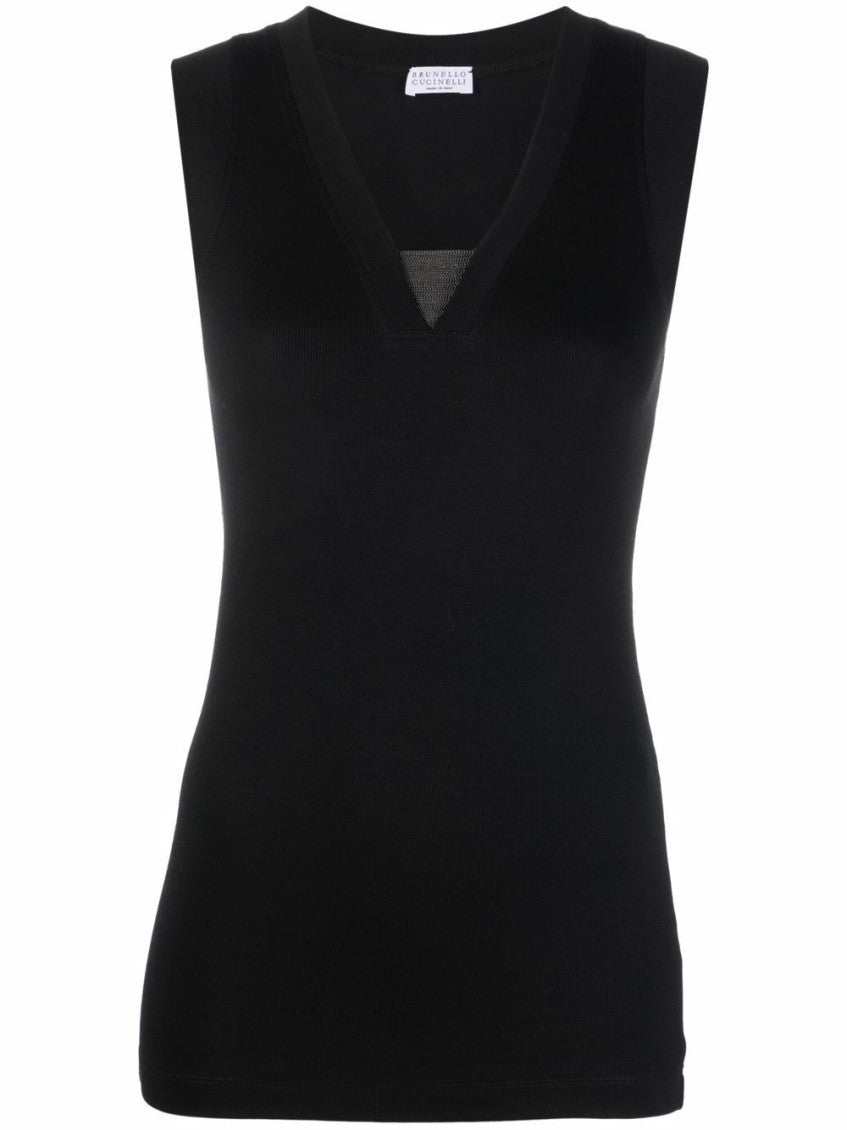Black Solid V Neck Top 1