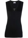 Black Solid V Neck Top 1