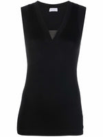 Black Solid V Neck Top 1