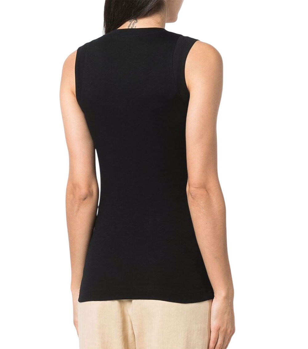 Black Solid V Neck Top 3