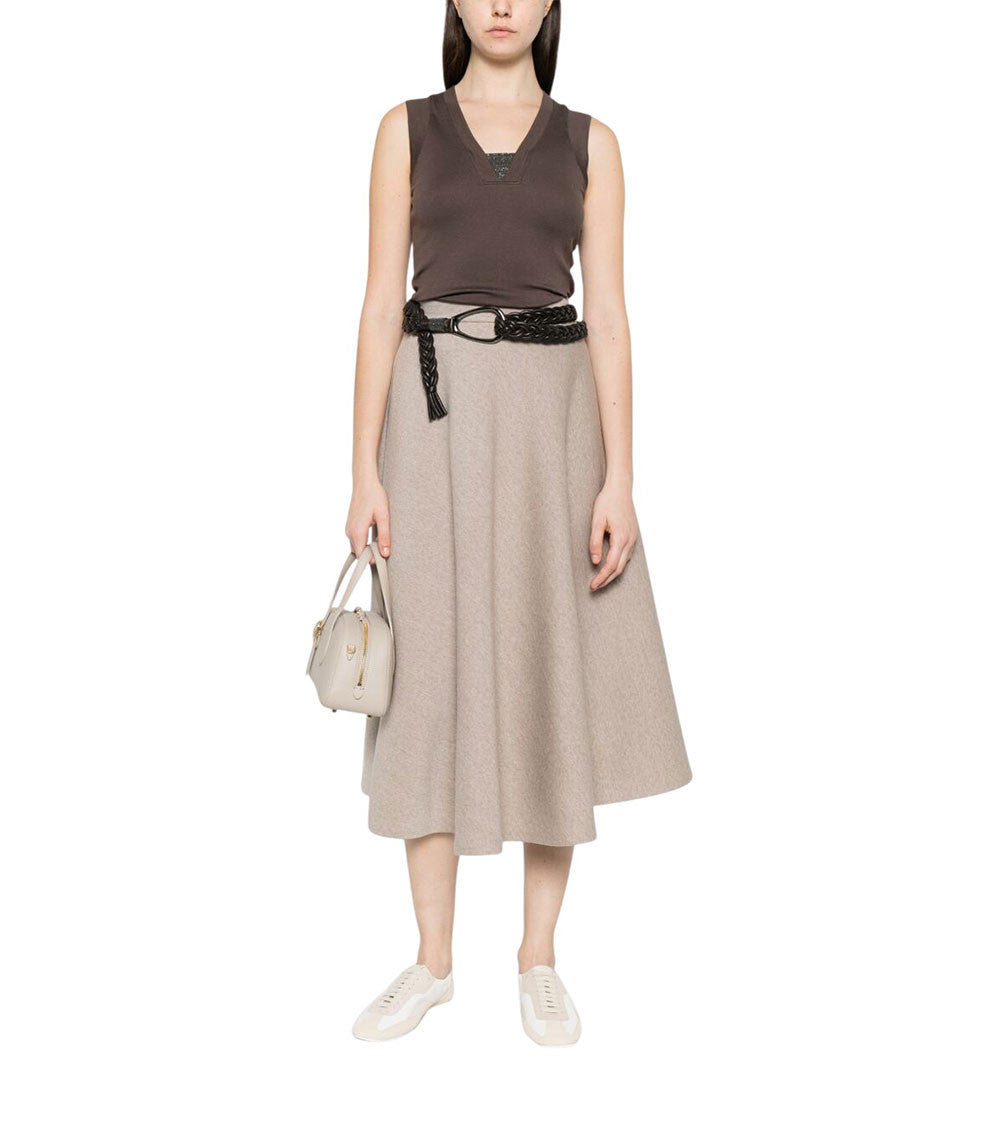 Brown Solid V Neck Top 1