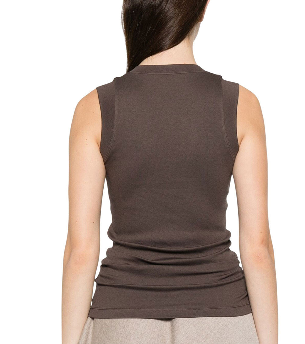 Brown Solid V Neck Top 2