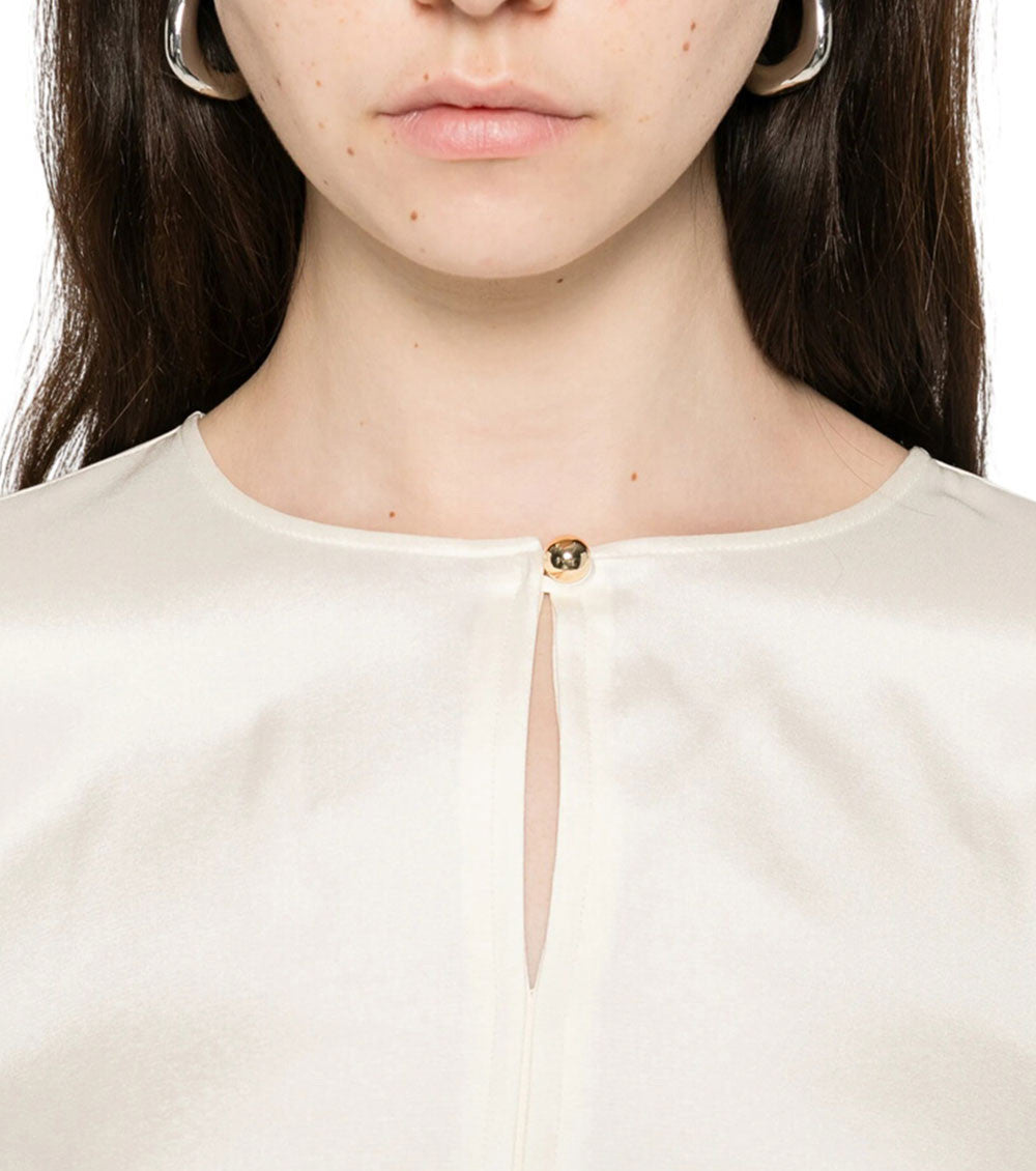 White Round Neck Top 5