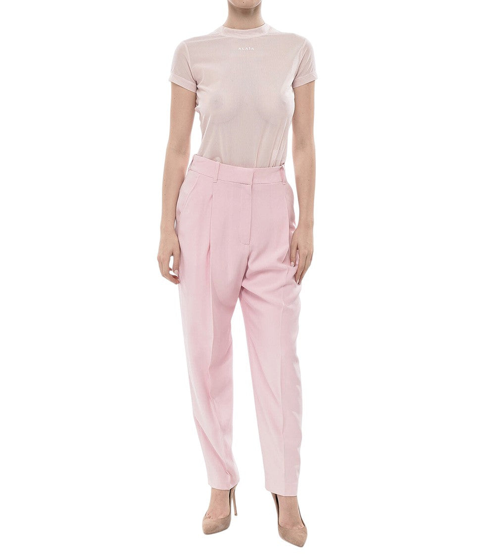 Light Pink Tapered Pleated Pants 4