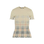 Beige Checks Crew Neck T-Shirt 1