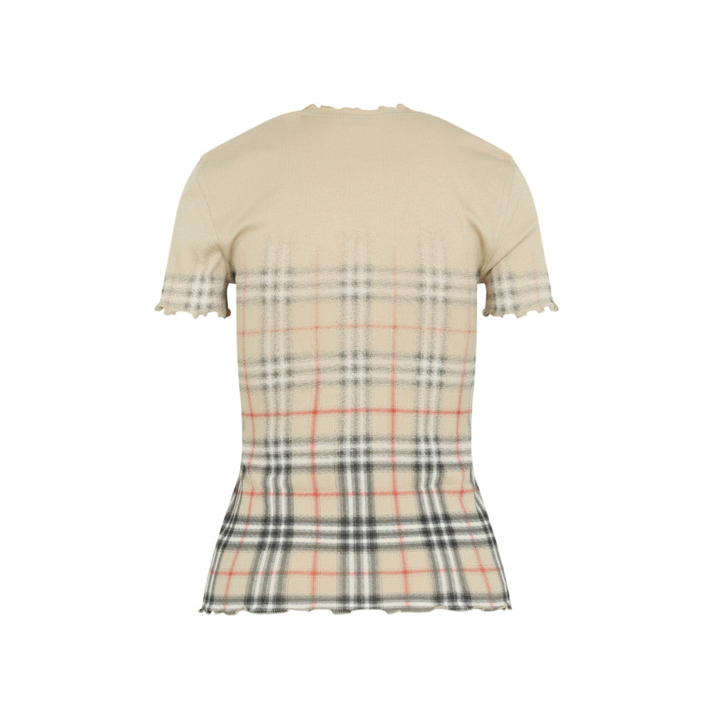 Beige Checks Crew Neck T-Shirt 2