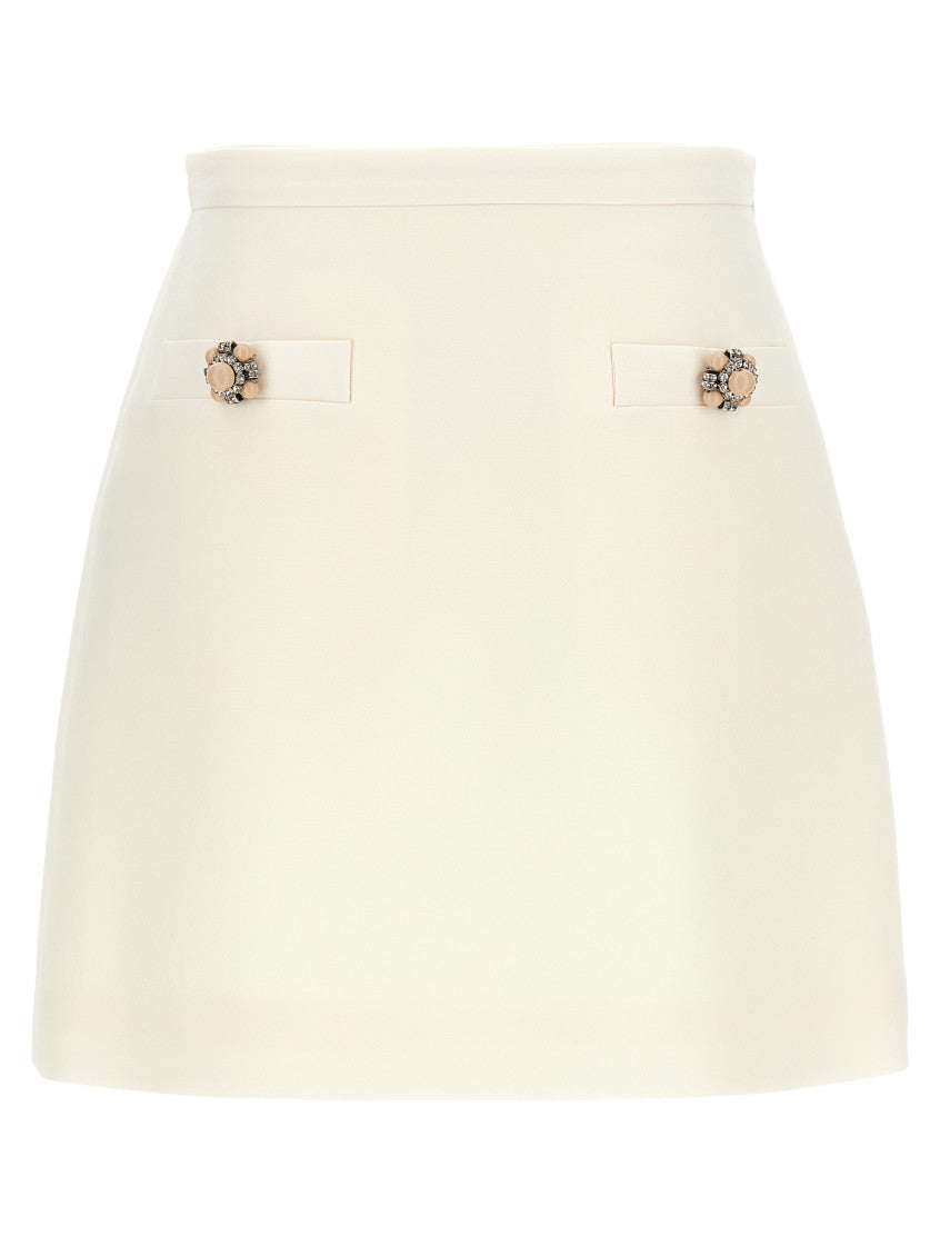 White Logo Crepe Couture Skirt 1