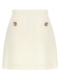 White Logo Crepe Couture Skirt 1
