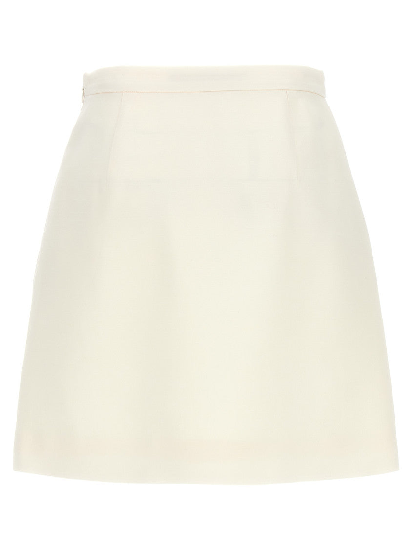 White Logo Crepe Couture Skirt 2