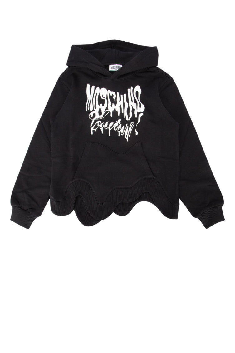 Kids Black Asymmetric Logo Hoodie 1