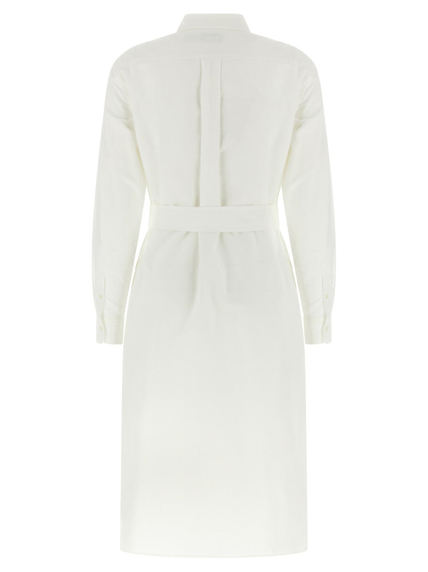 White Cory Polo Pony-embroidered Shirt dress 2