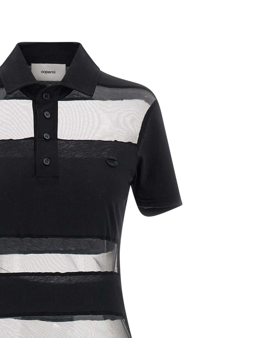 Black 'Striped Sheer Polo' dress 3
