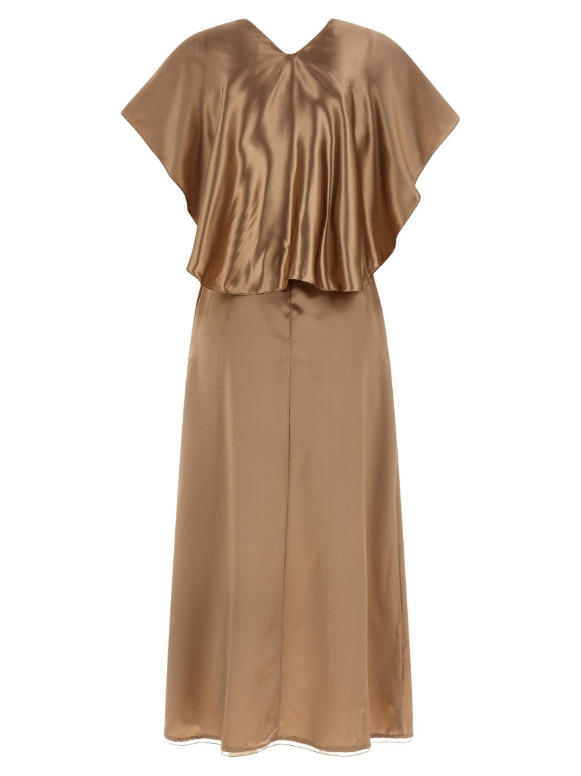 Beige Dress with cape 3