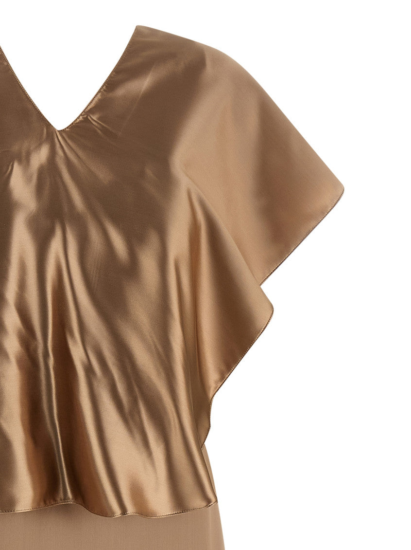 Beige Dress with cape 4