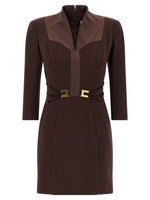 Brown Logo Elastic Bands Dress 1