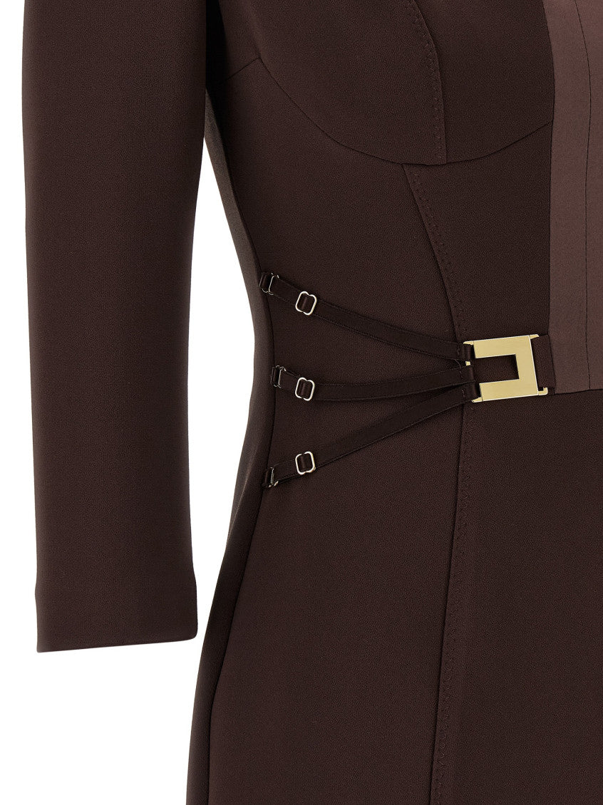 Brown Logo Elastic Bands Dress 4