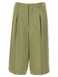 Olive  Front Pleats  Bermuda Shorts 1