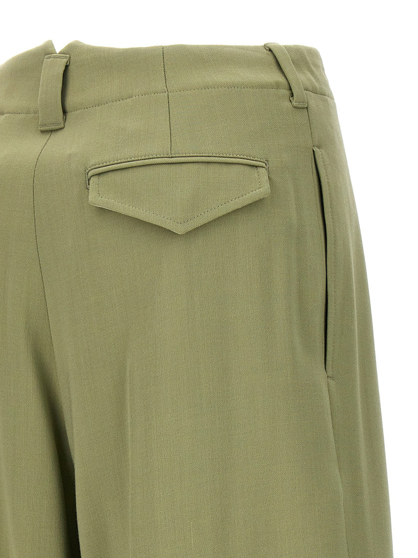 Olive  Front Pleats  Bermuda Shorts 4