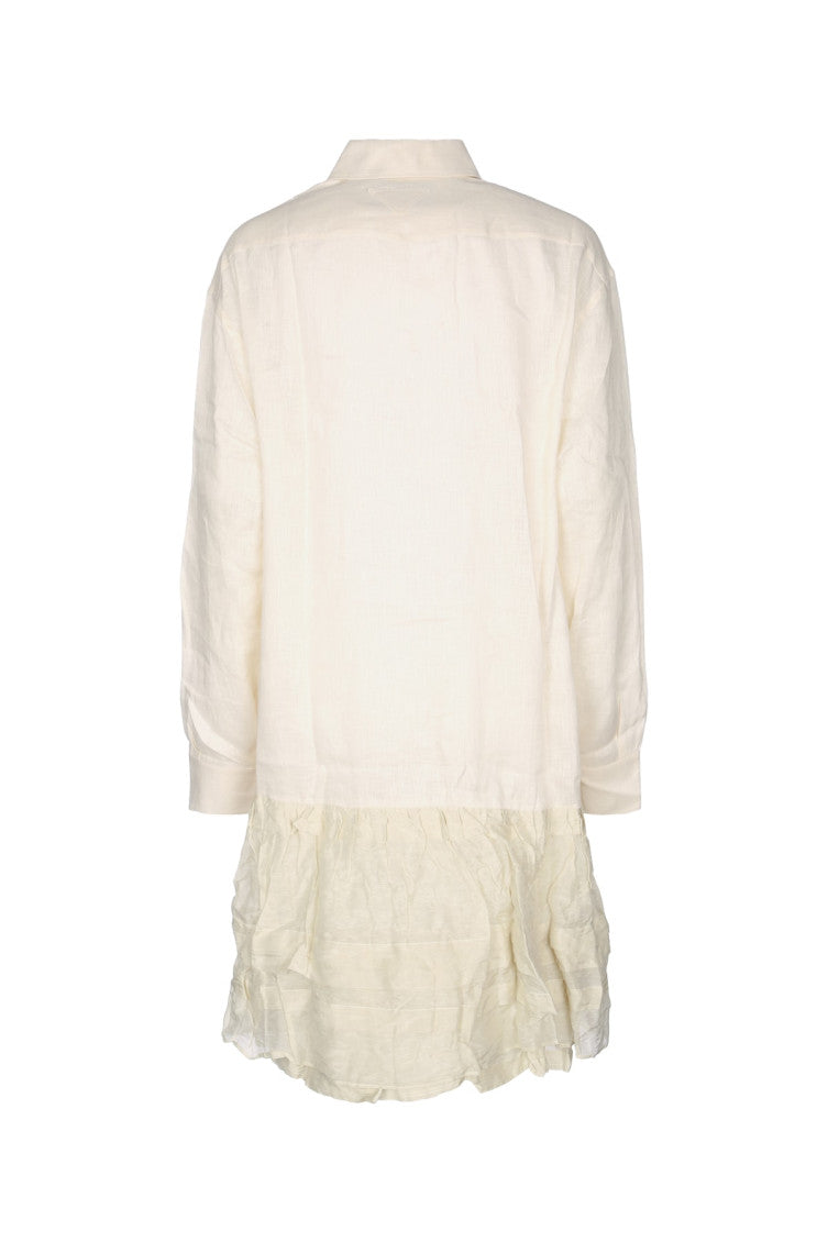 Beige Shirt Collar Mini Dress 2