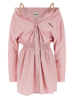Pink Cotton Striped Shirt Dress 1