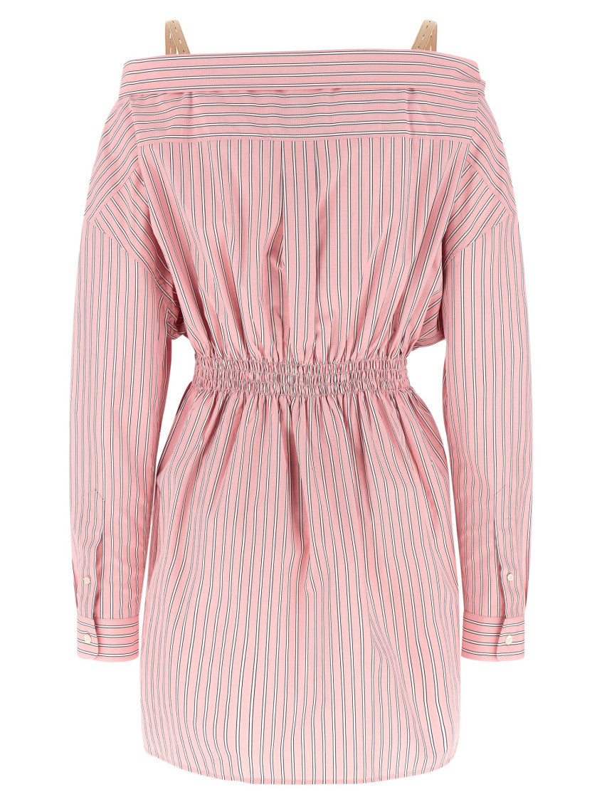 Pink Cotton Striped Shirt Dress 2