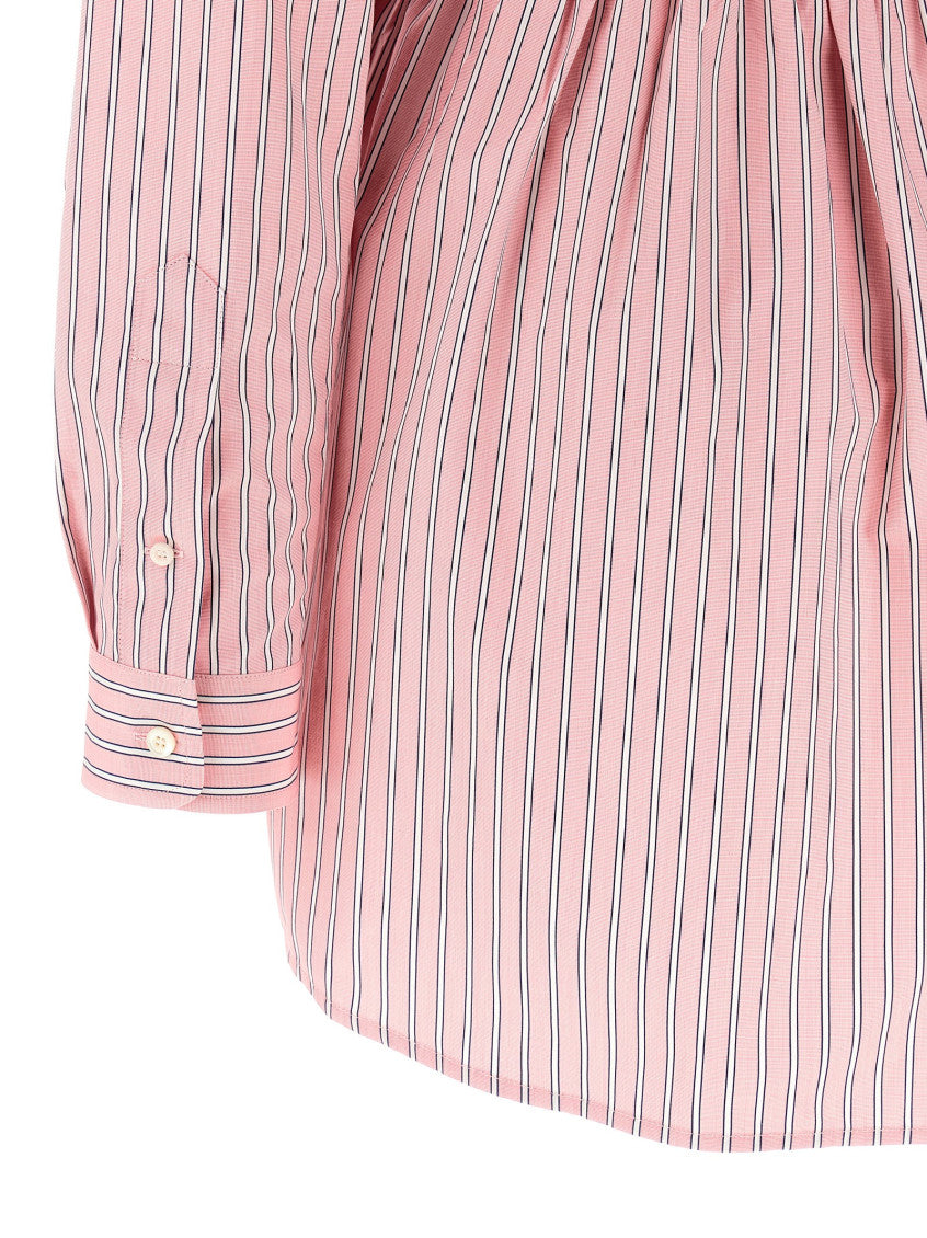 Pink Cotton Striped Shirt Dress 4