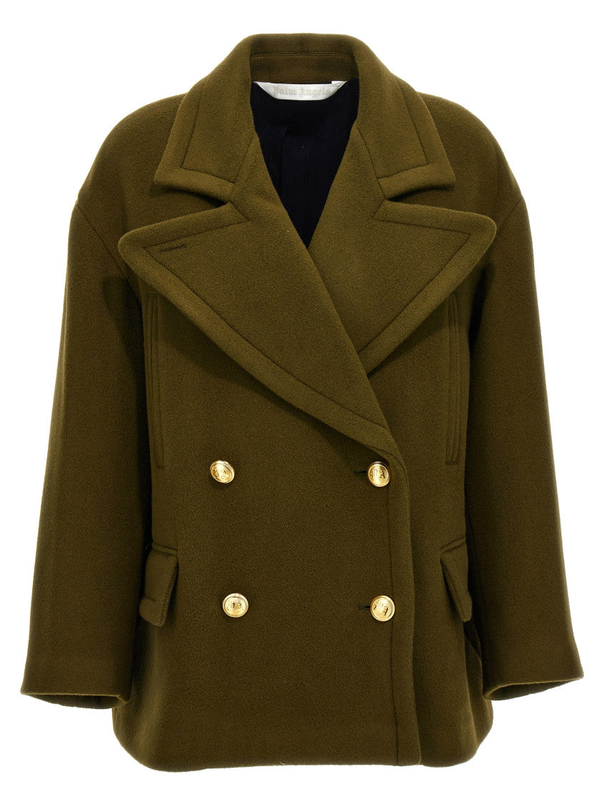 Dark Green Palm Embroidery Coat 1