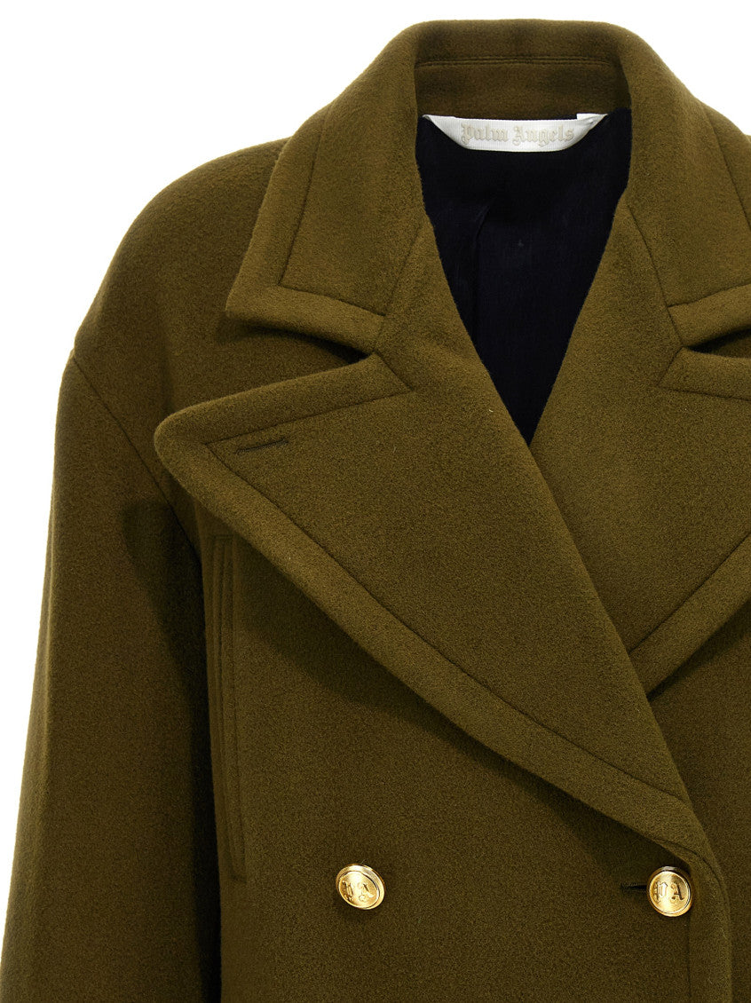 Dark Green Palm Embroidery Coat 3