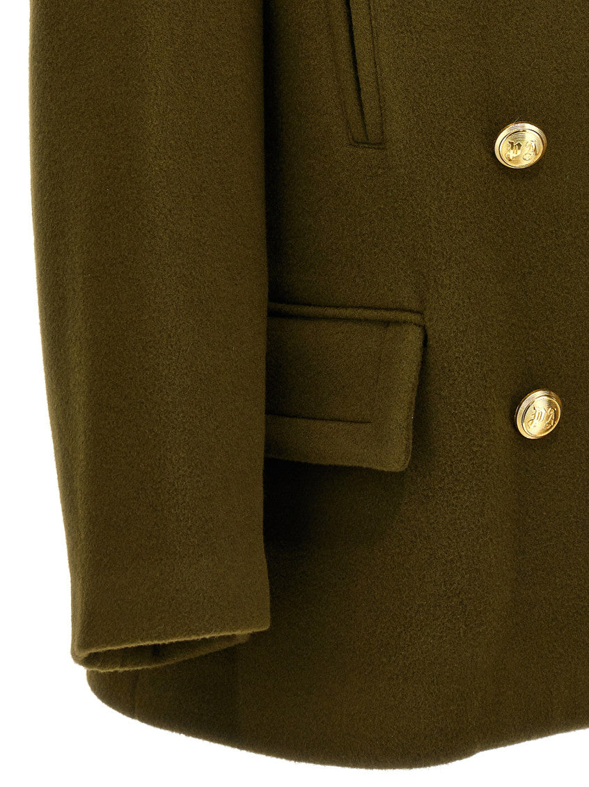 Dark Green Palm Embroidery Coat 4