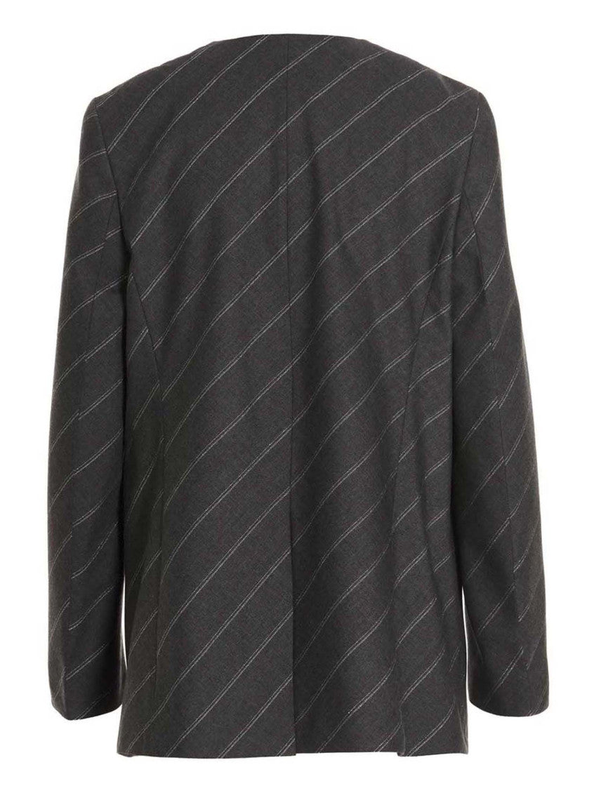 Grey Collarless Jacket 2