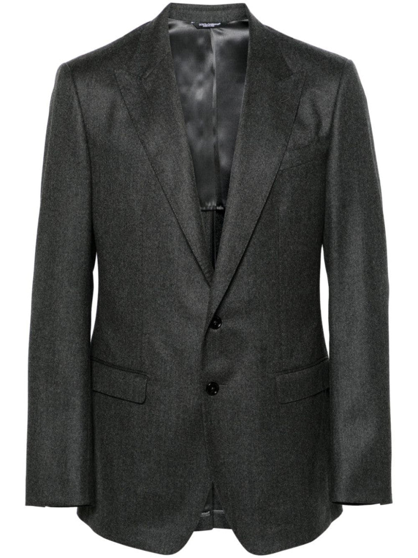 Grey Wool single-breasted blazer jacket 1