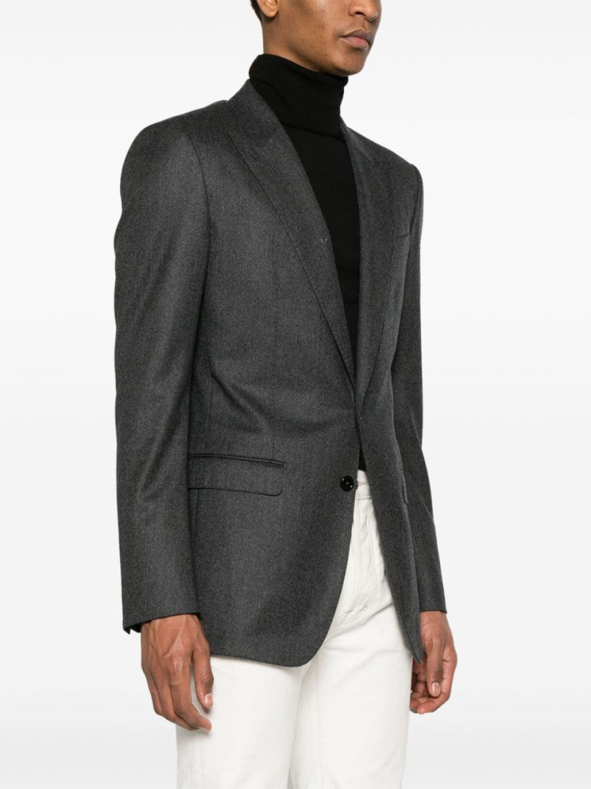 Grey Wool single-breasted blazer jacket 2