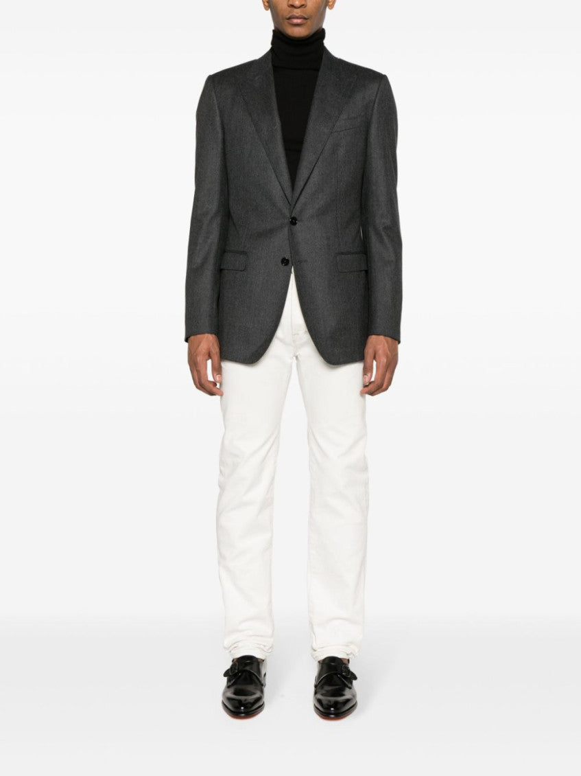 Grey Wool single-breasted blazer jacket 5