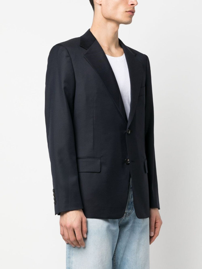Blue Single-breasted wool jacket 2