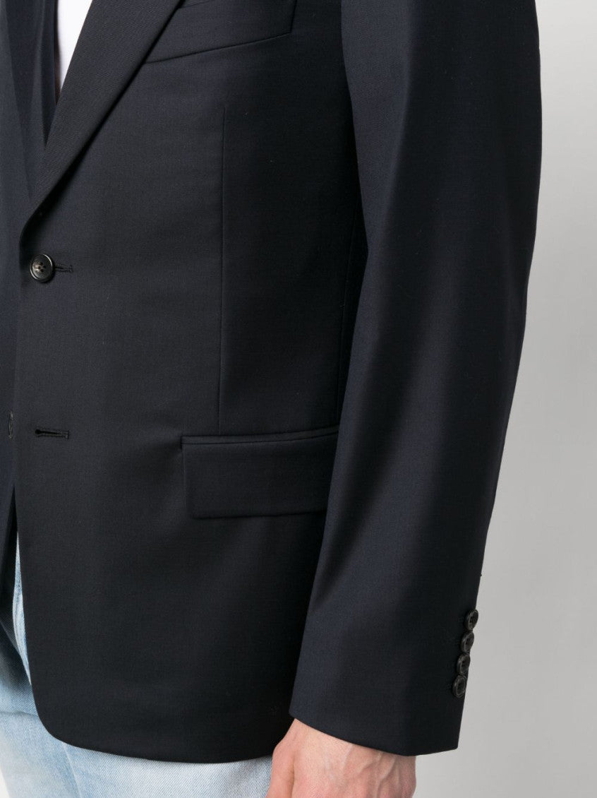 Blue Single-breasted wool jacket 5