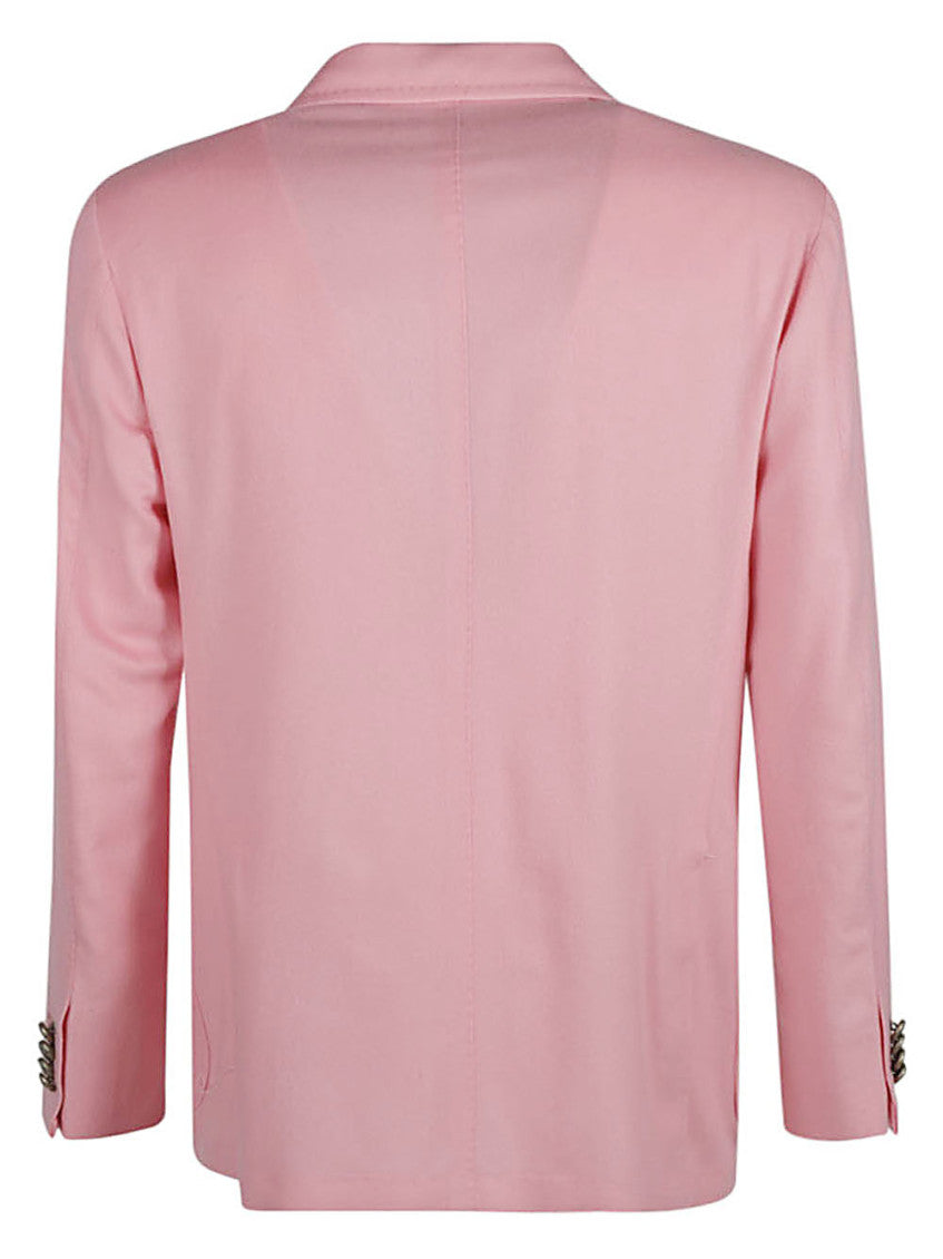 Pink Single-breasted Wool Blazer 2