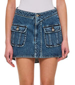 Blue Curved Mini Skirt 1
