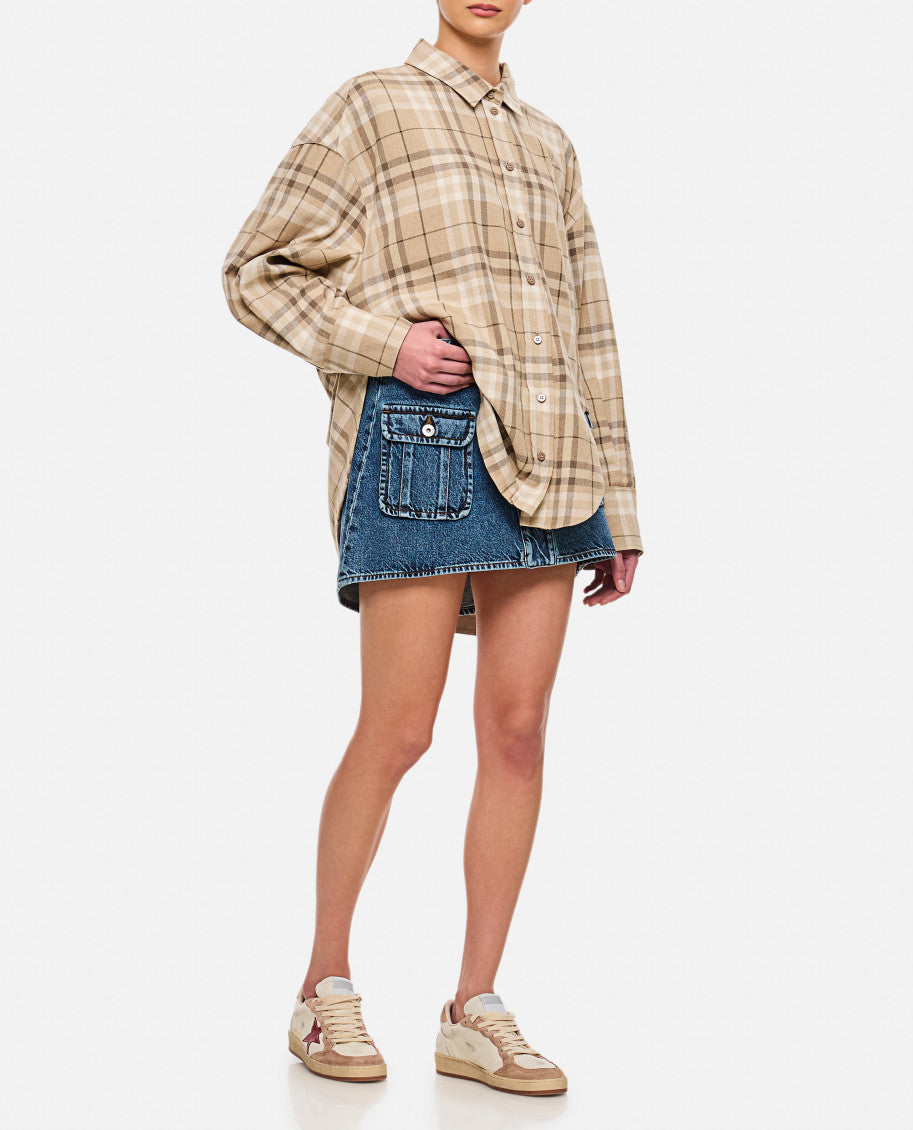 Blue Curved Mini Skirt 2