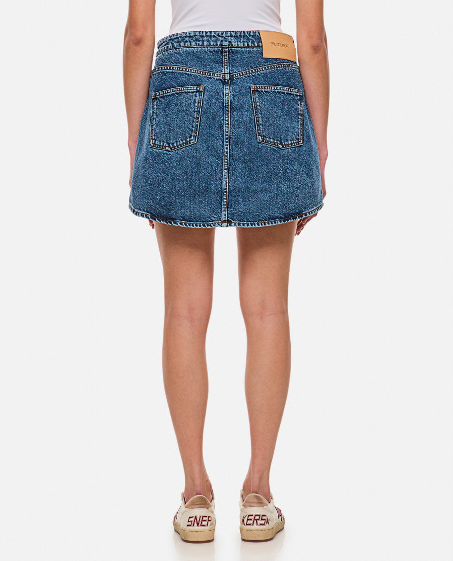 Blue Curved Mini Skirt 3