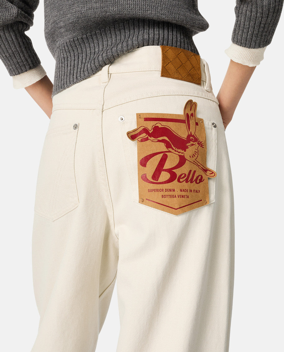 White Colored Turned Up Jeans 5