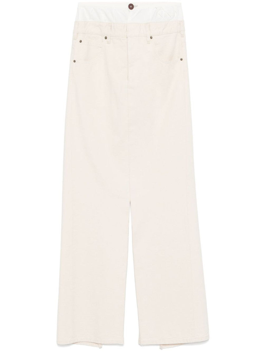 Beige Long Denim Skirt 1