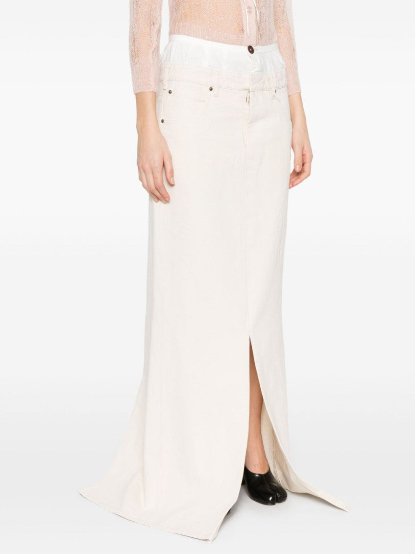 Beige Long Denim Skirt 5